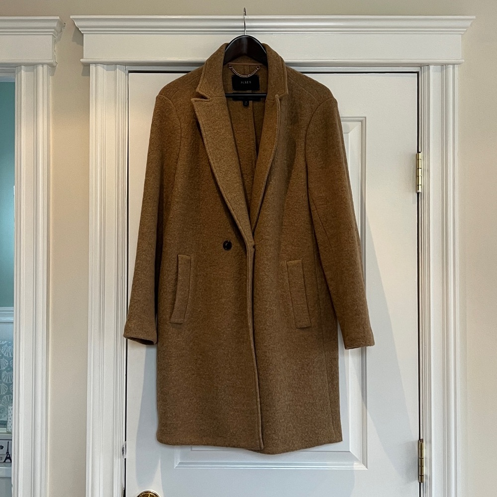 J. Crew Daphne Boiled Wool Blend Women’s Camel Brown  Single-Button Too Coat